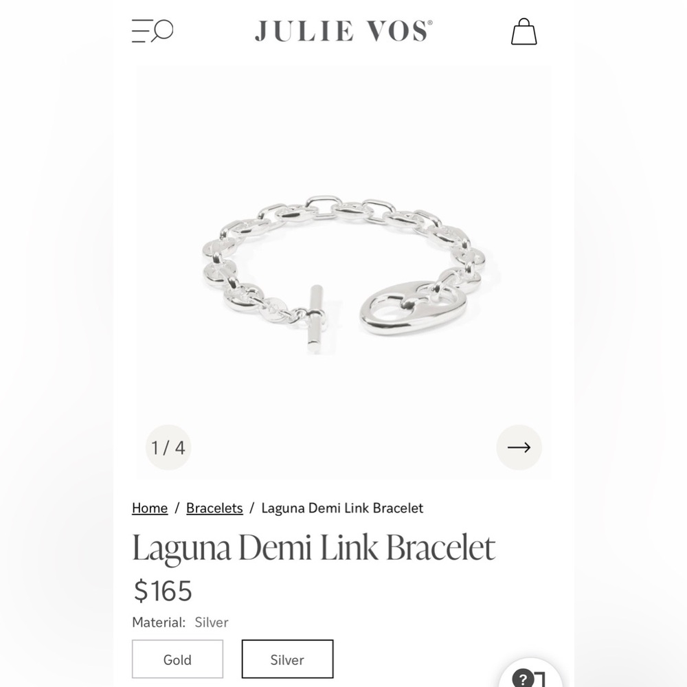NEW IN BOX: Julie Vos Laguna Demi Link Bracelet - Silver